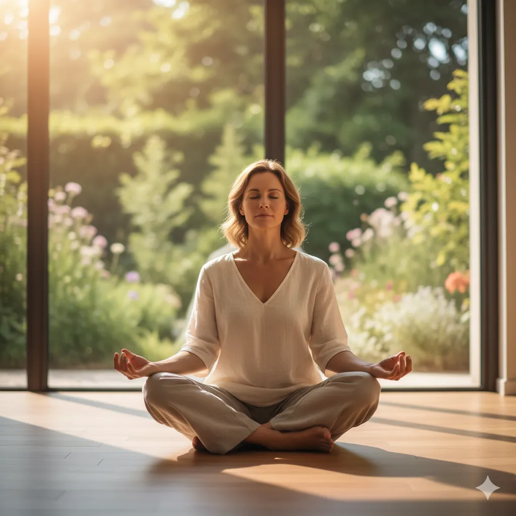 Personne en séance de kinésiologie, calme et sereine